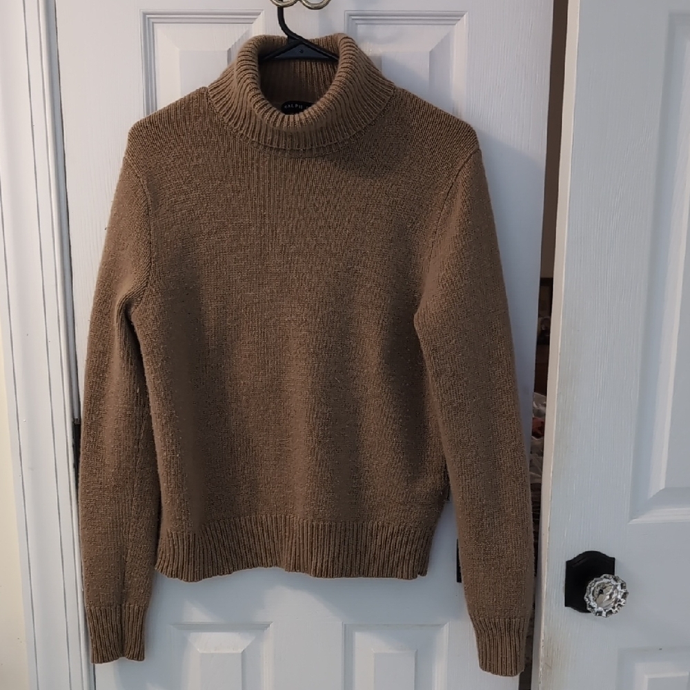 Ralph Lauren Classic Brown Turtleneck Sweater Vintage, 55 Cashmere 45 Wool
